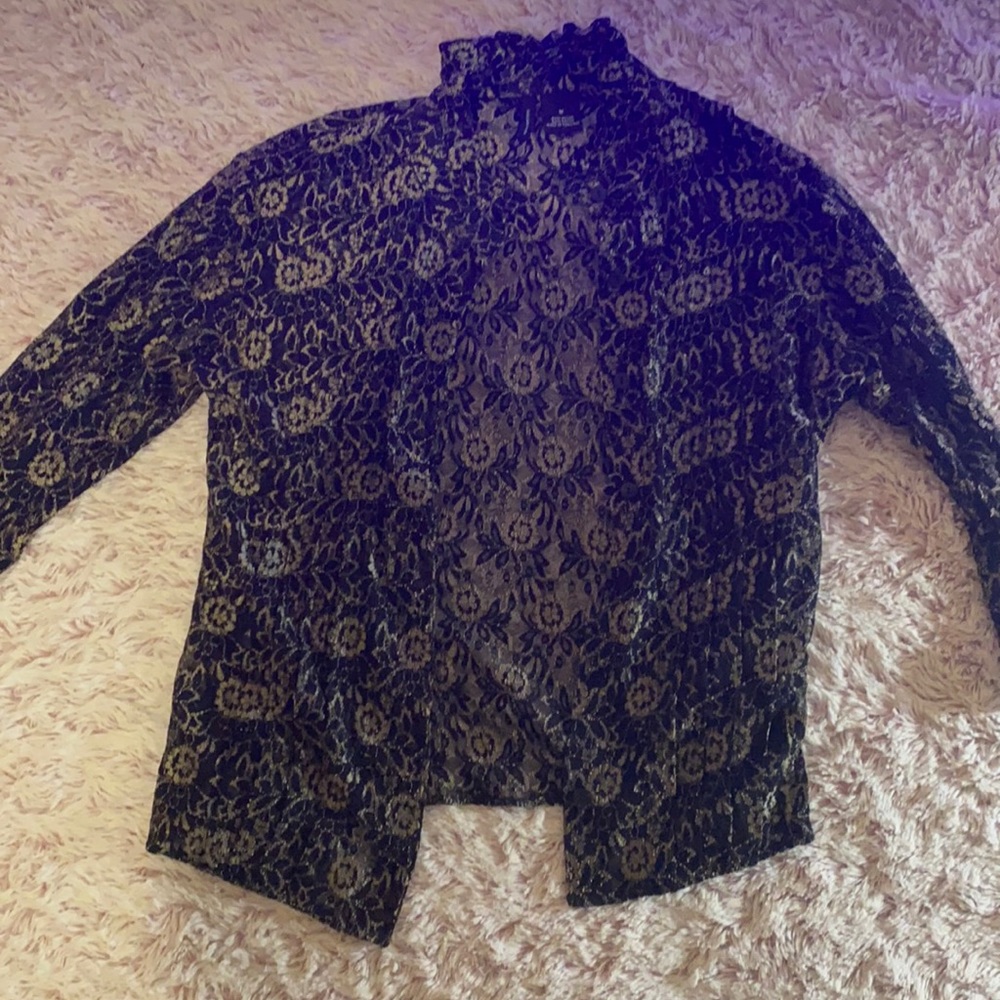 New directions black and gold blouse button down